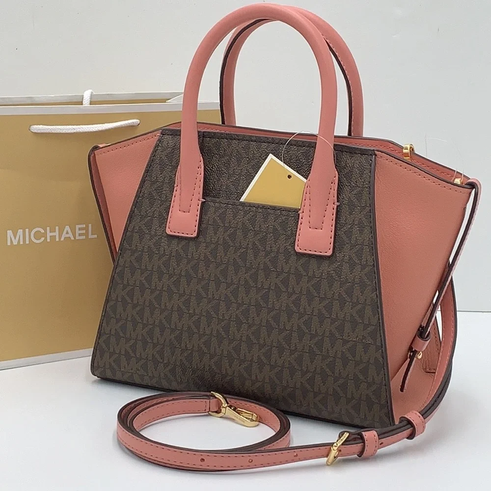 Michael Kors Avril Small Logo Top-Zip Satchel Sunset Rose